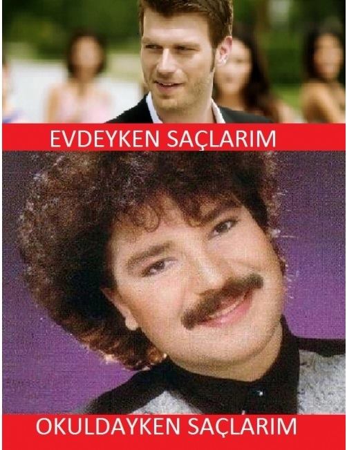 Evdeyken saçlarım